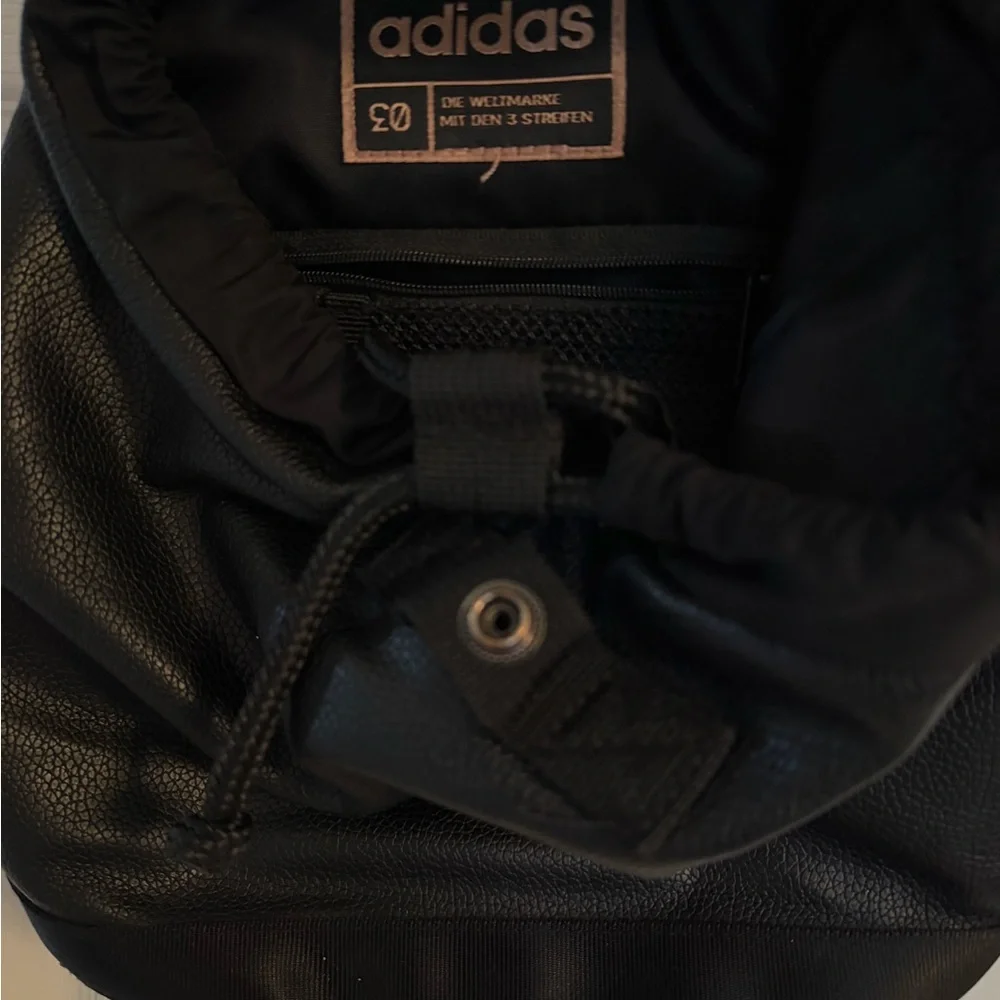 Adidas Black faux‎ Leather Drawstring Backpack
